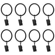 50-Pack Openable Metal Curtain Rings with Clips, 1.3" ID, Compatible with Standard Rods