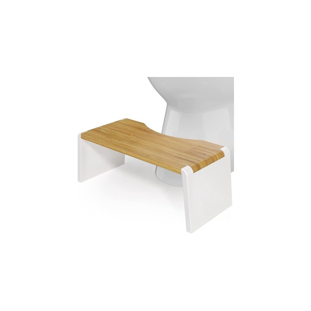 Brown/White Stockholm Folding Bamboo Toilet Stool 7" Collapsible, And 1 Count