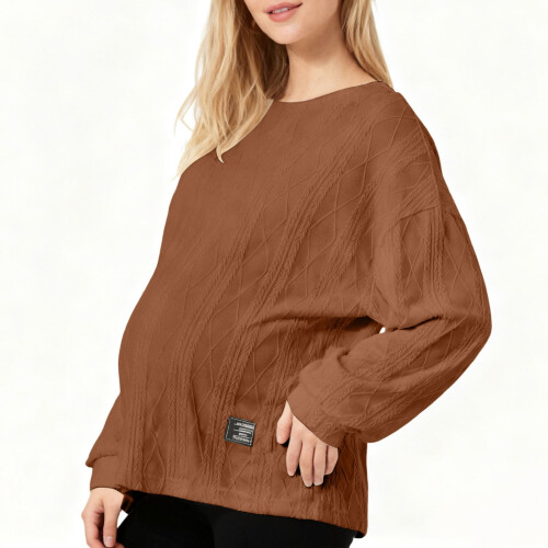 Women's knitted maternity sweater brown fall winter 2