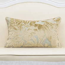 Beige 12x20 tommer lønneblad brodert fløyelsputetrekk til korsryggen – Luksuriøs dekorativ pute til sofa, soverom, bil (kompatibel med