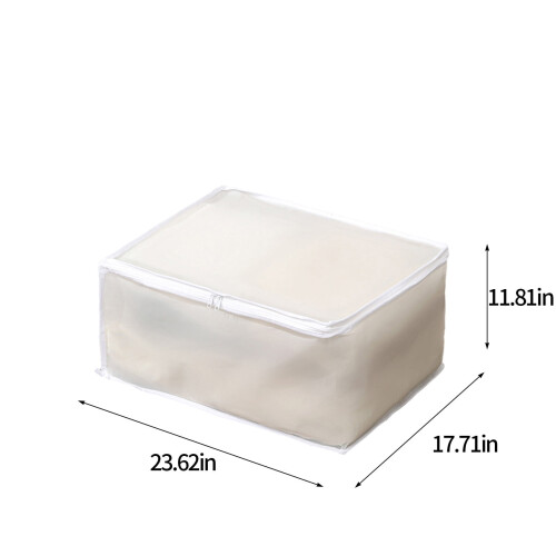 Foldable Plastic Storage Box Under Bed Odorless Moistureproof for Pillows Coats Blankets White Translucent Organizer 2