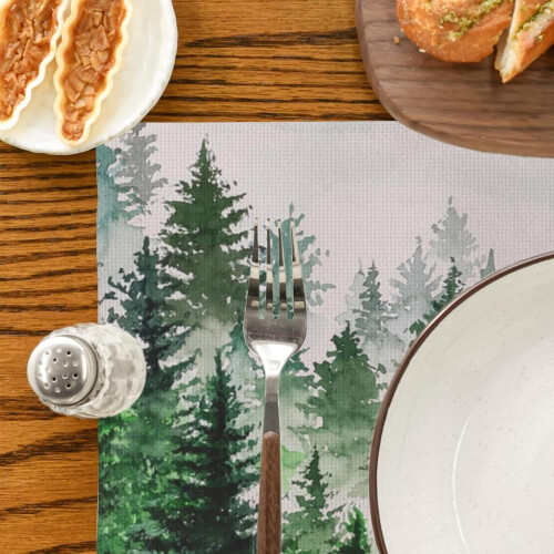 Ensemble de 4 sets de table Forêt Aquarelle, 30 x 45 cm 2