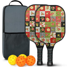 Set de palete de pickleball cu 2 mingi și geantă – Rachete din fibră de sticlă cu motive florale, compatibile cu jocul în interior/exterior