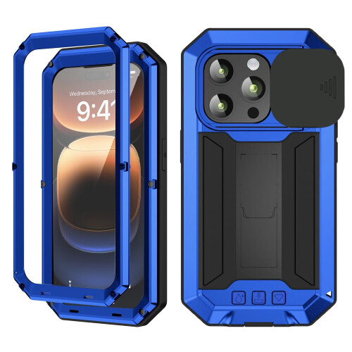 Συμβατό με το iPhone16Pro Max Metal Hybrid Case: Συρόμενο κάλυμμα κάμερας, ενσωματωμένο