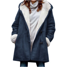 Parka de invierno para mujer con capucha y forro de sherpa, abrigo largo de imitación de gamuza, corte clásico, ropa de abrigo cálida, tallas