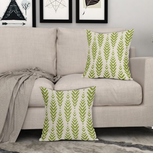 Μαξιλαροθήκες Boho σε χρώμα Lime Green 20x20, σετ 2 τεμαχίων από λινό 2