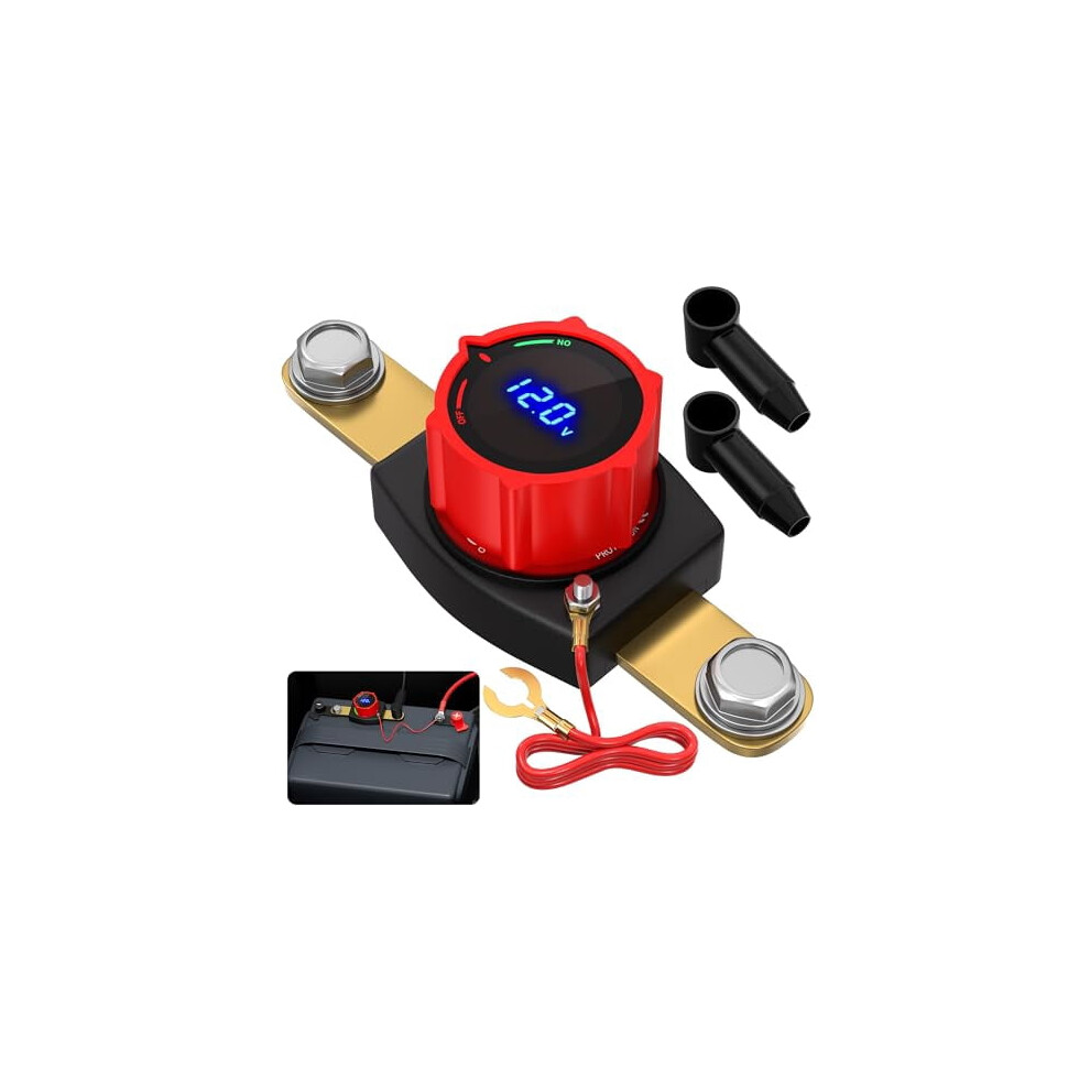 Side Post Battery Disconnect Switch 12Vâ48V W/ Led Voltmeter, Waterproof Dc 5Â60V Kill Switch For Car, Rv, Boat, Atv, Utv Â Compatible With 9329345954276