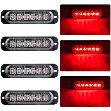4 Stück ultradünne 6-LED-Warnleuchten, kompatibel mit 12-24V-Lkw, Anhängern, Wohnwagen, Wohnmobilen, Motorrädern und Transportern