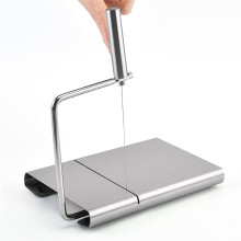 Stainless Steel Cheese Slicer with Wire Cutter, NonSlip Feet, 5 Replacement Wires for Kitchen