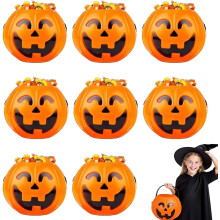 Halloween Pumpkin Bucket, 8pcs Plastic Trick or Treat Buckets, Cute Candy Holders & Festive Decor – Compatible with Halloween Celebrations