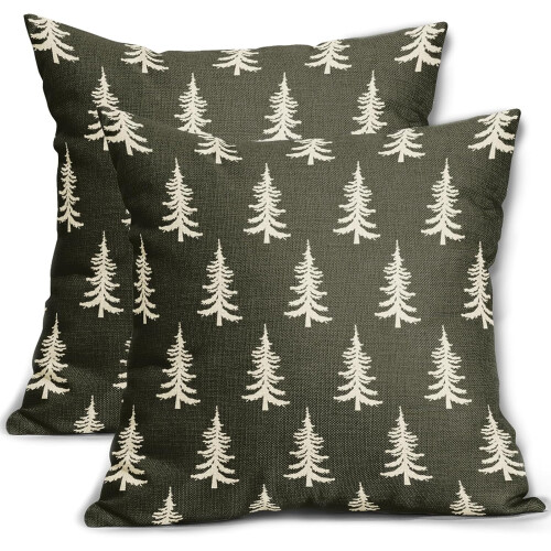 Fodere per cuscini con albero di Natale, 45x45 cm, set da 2