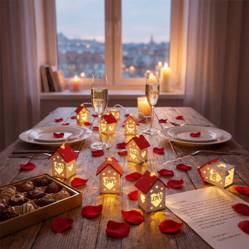 Weiße Lichterkette für den Valentinstag 2