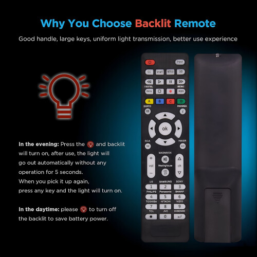 Télécommande universelle avec bouton rétroéclairé pour Smart TV - Remplacement de télécommande universelle 2