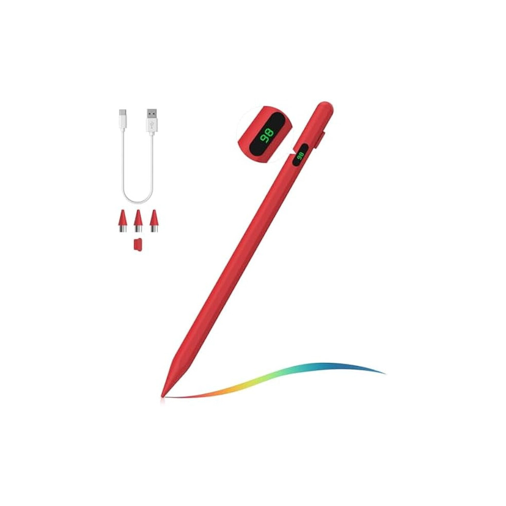 Active Stylus Pen With Power Display, Compatible With Ipad/Iphone/Samsung & Other Ios/Android Devices Â Red 9555307291039