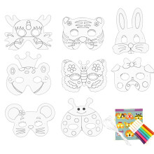Kit de Artes e Ofícios DIY com 8 Peças para Pintura de Animais de Desenho Animado, Atividade Educativa para Crianças