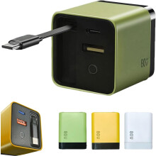Luchtaire Tapa Civilzek.Com80W3-in-1 le Cábla Cineál-C Intarraingthe & Port USB – Glas, comhoiriúnach le iPhone/Samsung