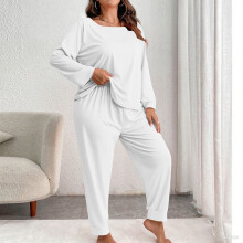 Pyjamaset voor dames in grote maten, 2-delige nachtkleding: top met lange mouwen en lange broek