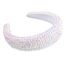 Bandeau large pour cheveux orné de strass et de cristaux scintillants, rembourré et orné de bijoux - Accessoire de coiffure de fête