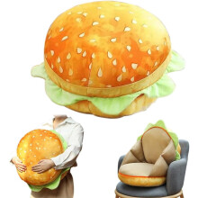Pernă de pluș Giant3D în formă de hamburger – Jucărie de pernă pufoasă în formă de cheeseburger, decor pentru cameră și cadou