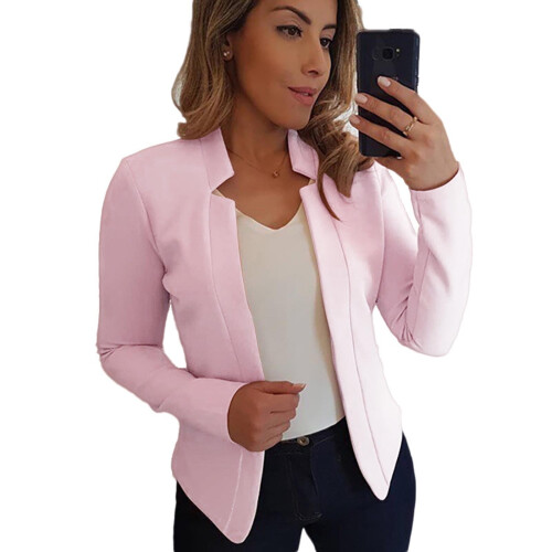 Blazer Jacket for Women Business Blazer Front Open Solid Work Jacket Slim Office Blazer For Daily/Work,Pink 1