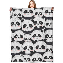 Niedliche Panda-Decke – Bezaubernde Tier-Kuscheldecke, leichtes, weiches Fleece, 152 x 203 cm, Geburtstagsgeschenk für Kinder,