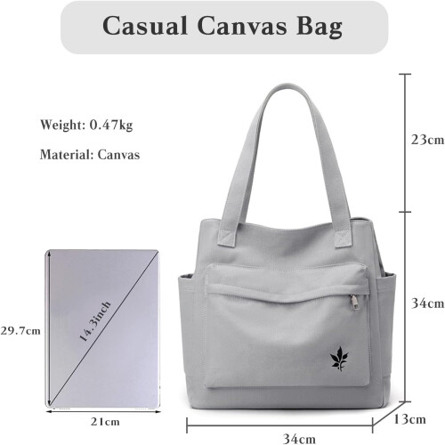 Dameshandtas, canvas schoudertas, casual draagtas 1