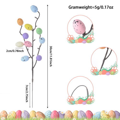 Spring Easter Egg Floral Picks 11 inch 3 pcs 2