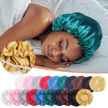 Gorro de seda para dormir, gorro de seda reutilizable, gorro de baño de satén ajustable para mujeres con cabello rizado natural.