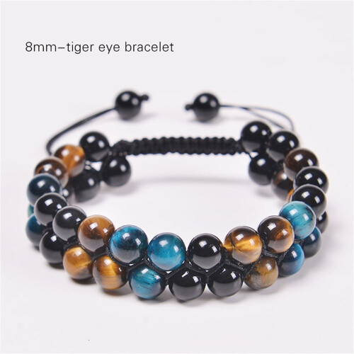 Βραχιόλι Θεραπευτικού Κρυστάλλου Tiger Eye Black Obsidian Hematite για Άνδρες & Γυναίκες –