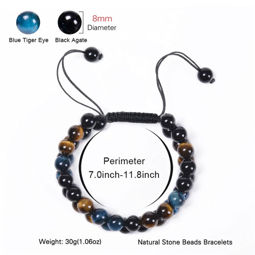 Βραχιόλι Θεραπευτικού Κρυστάλλου Tiger Eye Black Obsidian Hematite για Άνδρες & Γυναίκες – 1