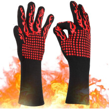 BBQ-handschoenen, hittebestendig tot 760 C, voedselveilig siliconen, antislip, 35,5 cm, geschikt voor grillen, koken, bakken en lassen.