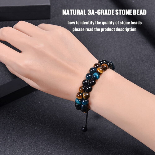 Βραχιόλι Θεραπευτικού Κρυστάλλου Tiger Eye Black Obsidian Hematite για Άνδρες & Γυναίκες – 2