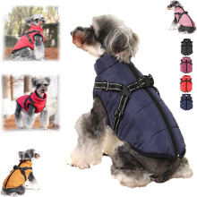 Furry King Hunde-Wintermantel mit Geschirr, wasserdicht