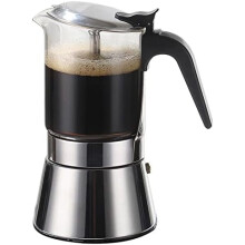 Espressomaskine til komfur, krystalglasplade og espresso-moka-kande i rustfrit stål, klassisk italiensk kaffemaskine (360 ml)