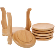Conjunto de 1 porta-copos redondo de bambu para mesa de centro, com suporte.