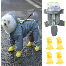 Conjunto de capa de chuva e botas para cães - Conjunto refletivo premium para cães de pequeno, médio e grande porte (tamanho extra pequeno, azul
