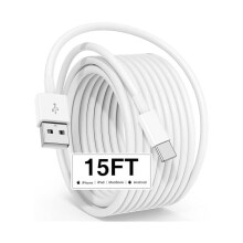 Cabo USB-A para USB-C de 4,5 metros, carregamento rápido de 60 W, 480 Mbps, compatível com iPhone 16/15, iPad, Samsung e Google Pixel.