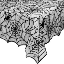eZAKKA Halloween obrus, 54" x 72" Obrusy s pavučinami Čierny obrus Čipkovaná látka Obrusy Strašidelný poťah na stôl