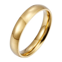 Klassischer, schlichter Ehering aus goldfarbenem Edelstahl mit gewölbter, hochglanzpolierter Form – ideal für Paare, Damen und Herren.