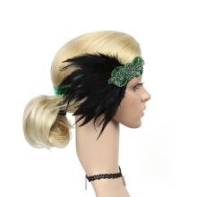 Tocado para mujer, estilo años 20, diadema de plumas estilo flapper, tocado de El Gran Gatsby, diadema vintage.