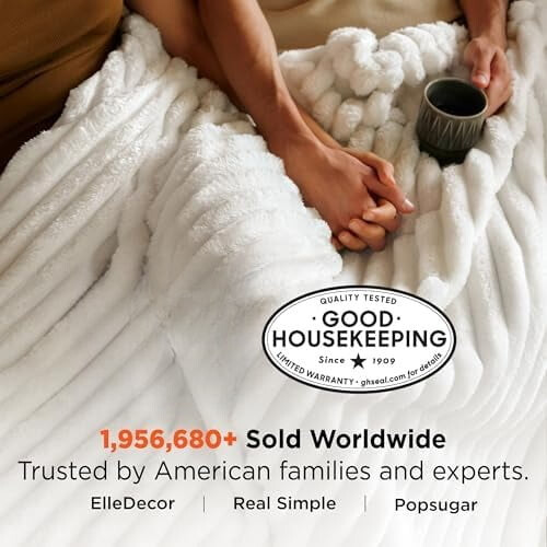 Κουβέρτα GentleSoft Queen 90x90" – Μαλακή κουβέρτα από φλις για κρεβάτι/καναπέ, υπόλευκη, 1