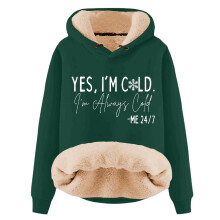 Sweat à capuche chaud pour femme « Oui, j'ai froid » ME247Print, pull d'hiver confortable à manches longues, sweat-shirt amusant
