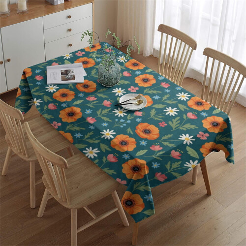 Blomsterprintet polyester rektangulær dug 60x84in 1