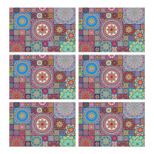 Set de 6 sets de table bohèmes en lin, 30 x 45 cm, motif tribal rustique