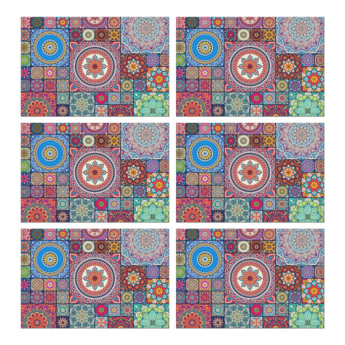 Set de 6 sets de table bohèmes en lin mélangé, 30 x 45 cm