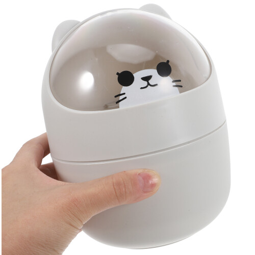 Lixeira fofa em formato de urso para uso doméstico, fácil de limpar, material cinza, 15 x 11,5 cm (6 x 4,5 polegadas). 2