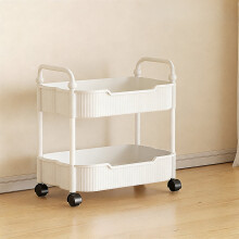Chariot de rangement de cuisine Ă 2 niveaux avec accoudoirs, blanc