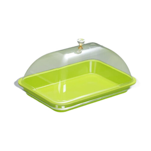 Taartstandaard met deksel, groen, multifunctioneel, 1 stuk 1