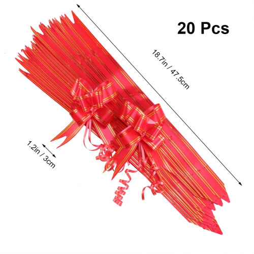 20Pcs Red Plastic Pull Bows For Wedding Car Decorations And 1