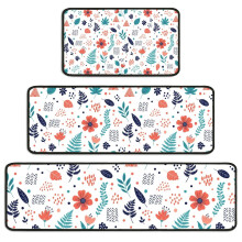 Ensemble de 3 tapis de cuisine à motifs floraux – Antidérapants et lavables